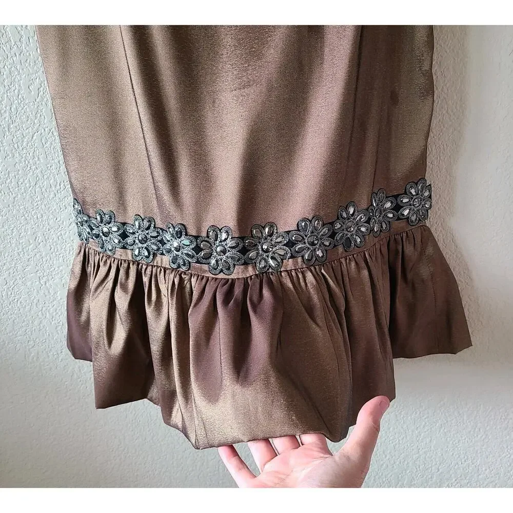 Vintage Y2K Rossi Roma Sequin Silk Skirt SZ Small Embellished‎ Party Trumpet
